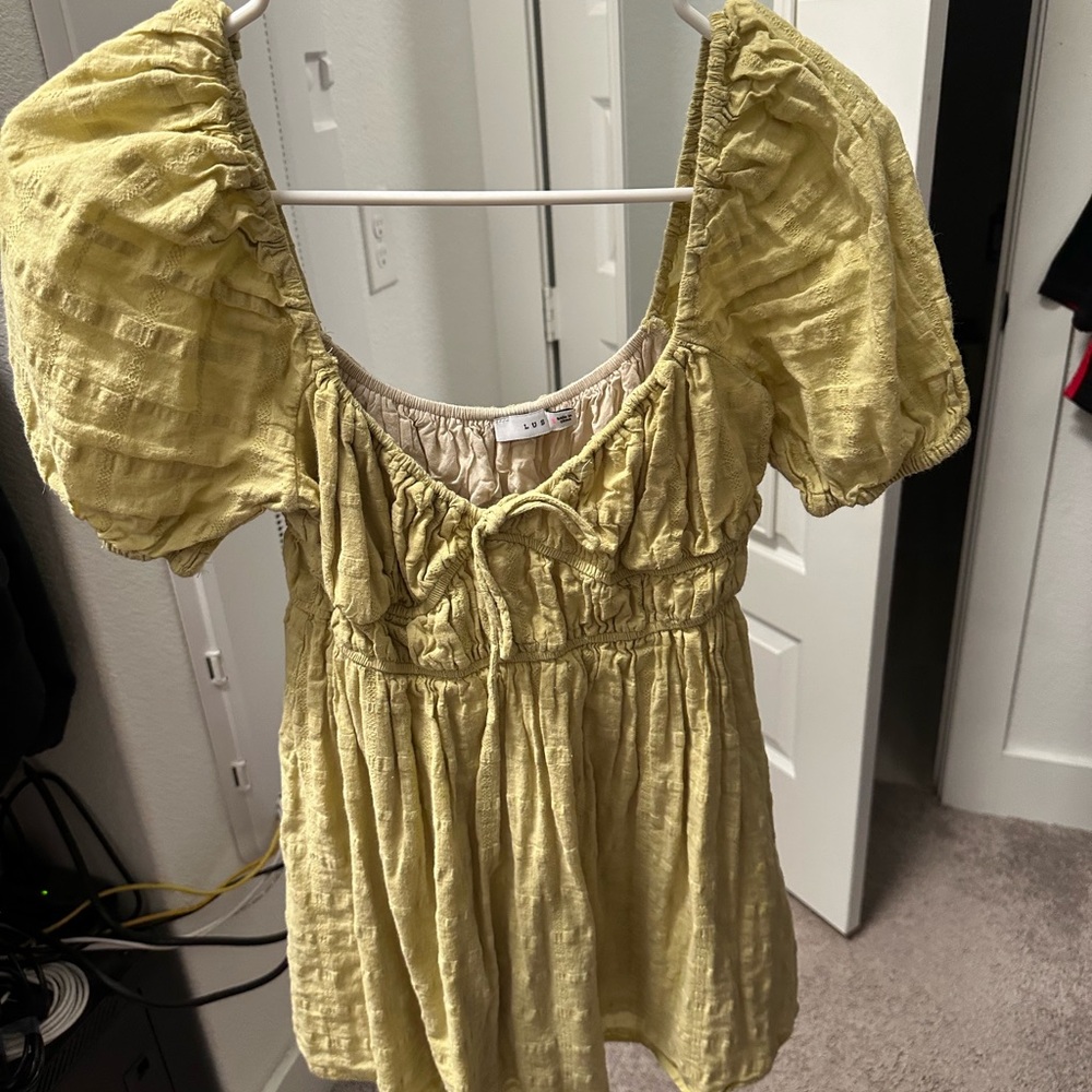 Vici Yellow Textured Mini Dress